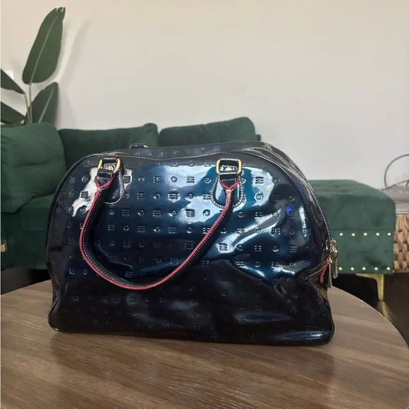 Arcadia Dark Blue Patent Leather Tote Bag - Picture 3 of 11